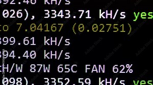 Cryptocurrency Mining With Graphical User Interface (GPU or Video Card) On Computer Monitor Display