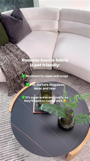 2.1K views | Boucle fabric: so you never have to say no to letting your little bestie on the sofa again 殺 Shop the Presley collection! > https://bit.ly/cf-living-room-collections | CITY Furniture | Facebook