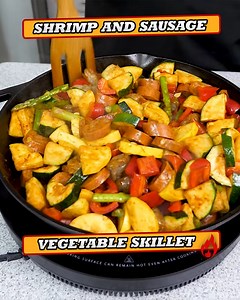 Simple Cajun Shrimp & Sausage Vegetable Skillet Recipe | Smokin' and Grillin' with AB