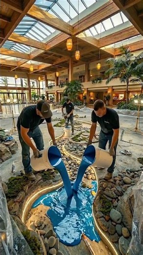 This Lobby Has a Real River Flowing Through It