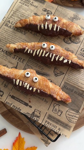 Flat Croissant Monster Puff Pastry Recipe for Halloween Treats