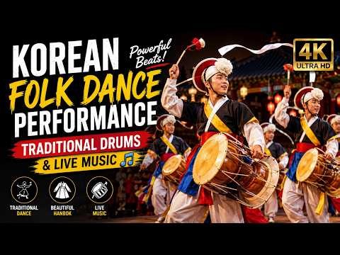 Korean Folk Dance Performance 4K – Traditional Drums & Live Music 🎶