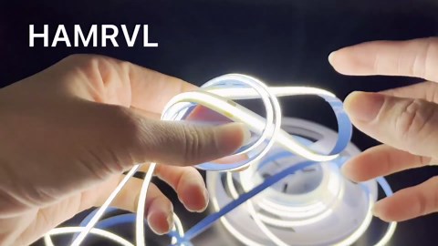 HAMRVL COB LED Strip Lights Red, DC12V 16.4ft/5M 320leds/M CRI90 Bright Flexible LED Tape Lights 8mm, for Indoor Home Cabinet,Bedroom,Kitchen,Stage,Backlight DIY Lighting (Without Power Supply) (Red)