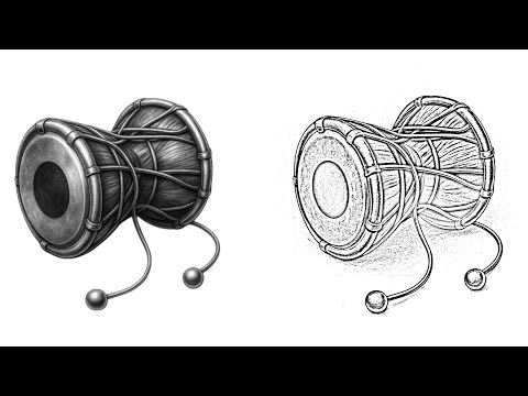 how to draw a tutorial damru 3D