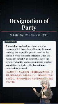 Legal English: Designation of Party (当事者の指定 (とうじしゃのしてい))