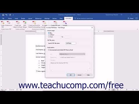 Acrobat Pro DC Tutorial Mail Merge and Email in Word - Adobe Acrobat Pro DC Training Tutorial Course