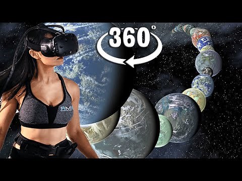 VR 360 Space Journey to alien worlds faster than light speed through wormholes for virtual reality