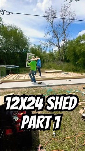 Building a 12x24 shed part 1 #storageshed #construction #diy #diyproject #homedepot #rgv956 #fypシ゚