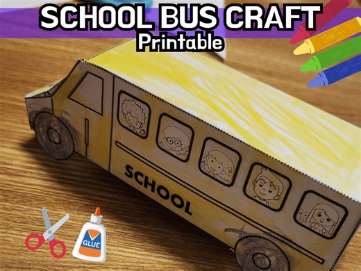 Printable 3D School Bus Craft: DIY Coloring Activity (digital Download) - Etsy