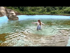 Wetlook girl • Jungle pool • Wet dress • Wet Nike sneakers • wet look