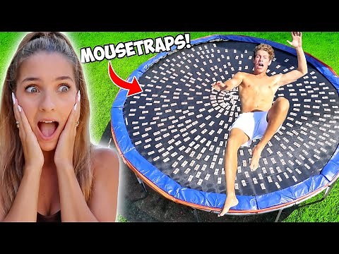 TRAMPOLINE VS MOUSETRAPS!! (bad idea)
