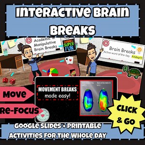 Interactive Brain Break Slides with Videos & Printable Activities – w/ELA & Math