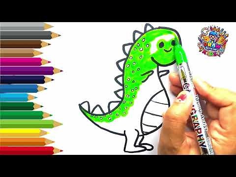 How to Draw a Cute Dinosaur | Easy Dino Drawing for Kids | Draw with Me Kids | #kids