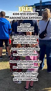 🎆 FREE New Year’s Eve fun for kids in San Antonio?! YES PLEASE 👏 If you’re skipping the late night but still want to celebrate, these kid-friendly NYE events are the perfect way to ring in 2025 🎉 Save this share with a fellow SA parent! | Fun 4 Alamo Kids