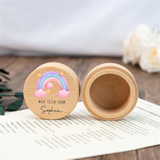 Custom Rainbow Tooth Fairy Box,personalized Name Wooden Milk Tooth Holder,first Tooth Box Keepsake,baby Tooth Box,birthday Gifts,christening - Etsy