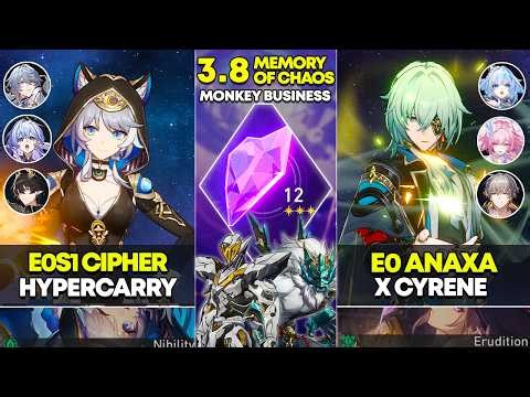 E0S1 Cipher Hypercarry & E0 Anaxa x Cyrene | Memory of Chaos 12 | Honkai Star Rail 3.8