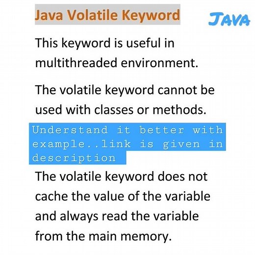 Volatile keyword in java @javasip-official