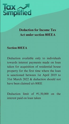 Income Tax Deduction Section 80EEA, #incometax