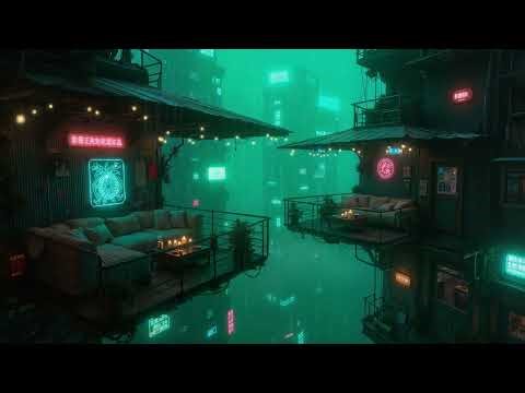 🎵 Cyber Rain Sanctuary: Sleepy Ambient Journey Above the Digital City Lights | Sci-Fi Ambience