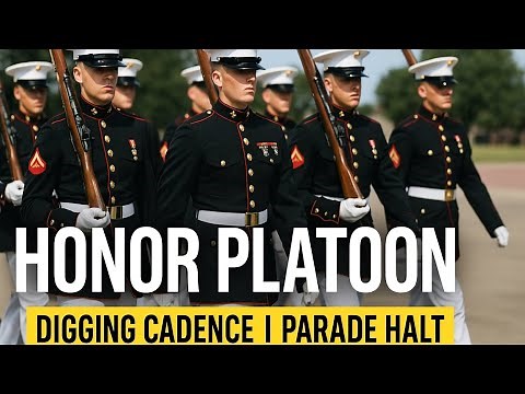 Honor Platoon | Marine Corps Marching Cadence with Parade Halt, Salute & Digging Rhythm