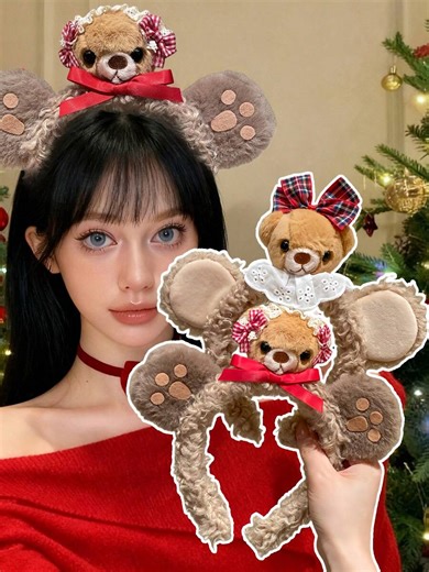 1pc Cute Bow Bear Plush Ear Headband, Suitable For Holiday Parties, Hair Tie, Tie Hair When Going Out For Parties, Dress Up The Christmas Atmosphere, Give Gifts As Christmas Hair Accessories for Sale Australia
