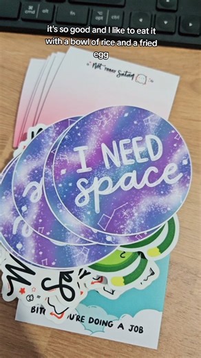 2.3K views · 173 reactions | Holy cannoli Darlene! This is a massive sticker and sticky note order. It's so fun seeing sets of stickers like this. What do you guys think this order is for? P.S. I love when the "I need space" sticker gets some love too.  #ineedspace #stickers #stationery #stickynotes #nottodaysatan | Jem and Cozy | Facebook