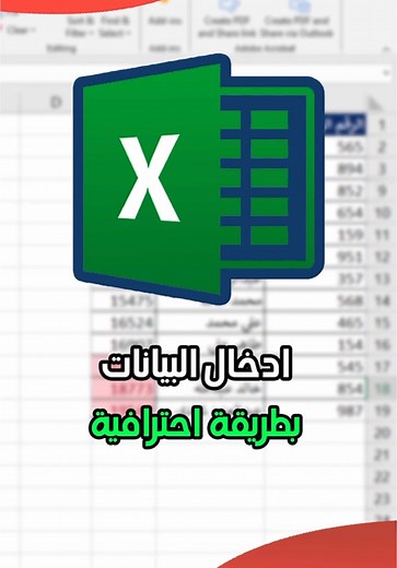 ادخال البيانات بطريقة احترافية في الاكسل
