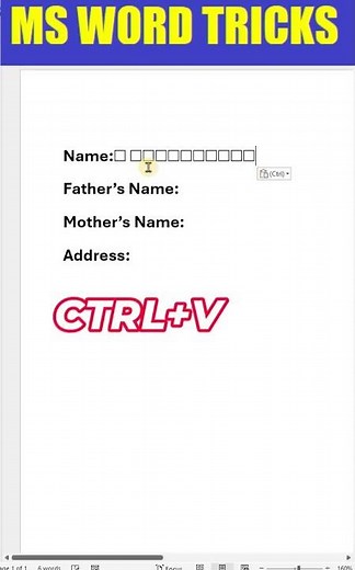 ✅Create forms in MS Word with just one shortcut💯 😱 #msword #office #document