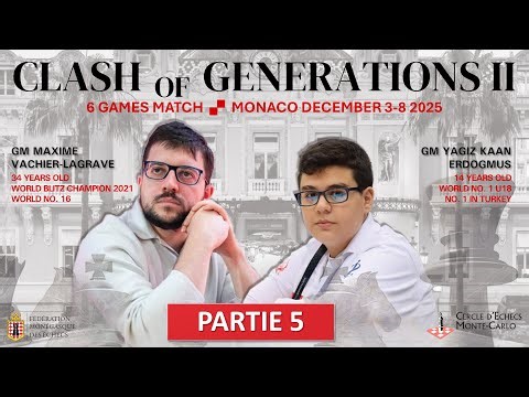 GM Maxime Vachier-Lagrave vs GM Yagiz Kaan Erdogmus - Ronde 5 #clashofgenerations