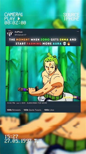 Zoro Gets Enma ❌ Start Farming More Aura ☑️ #onepiece #zoro