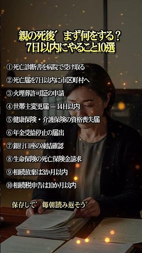 親が亡くなったら7日以内にやること10選