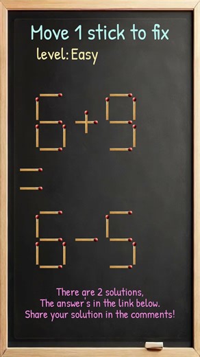 Matchstick Brain Teaser: Move One Stick to Fix #478ep1