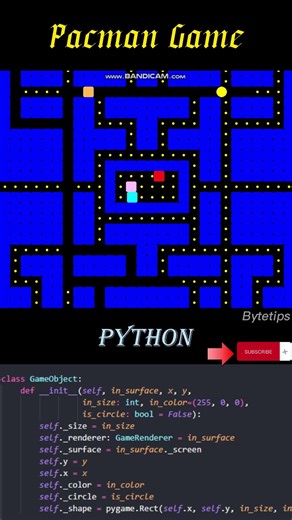 Pacman game with python #python #pygame #shorts