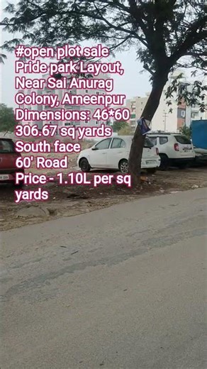 ##open plot sale, Sai Anurag Colony,306.67 sq yards South face 60' Road Price - 1.10L per sq yards#@