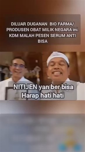 PANJI PETUALANG on Instagram: "Kang Dedi Mulyadi bersama Bio Farma mengambil langkah nyata dengan pengadaan serum anti bisa ular Biosave.Kami juga mendapat arahan untuk membangun penangkaran ular berbisa sebagai sumber bahan baku serum secara aman dan terkontrol. Semoga kolaborasi ini jadi manfaat untuk banyak nyawa. Hatur nuhun Bapak Gubernur tercinta ku @dedimulyadi71 🙇‍♂️🙏🙏"