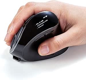 SANWA Bluetooth + 2.4G Wireless Ergonomic Mouse, LED Screen Programmable Ergo Vertical Mouse, Rechargeable, Multi Device Carpal Tunnel Mice, 1200-2400 DPI, Compatible for Mac, Windows, Laptop, Android
