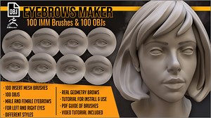 Eyebrows Maker 100 ZBrush IM brushes and 100 OBJs