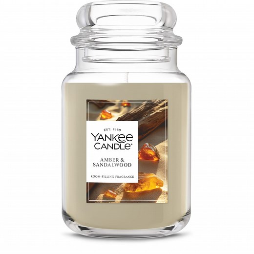 Yankee Candle Amber & Sandalwood Original Large Jar Scented Candles, 22 oz