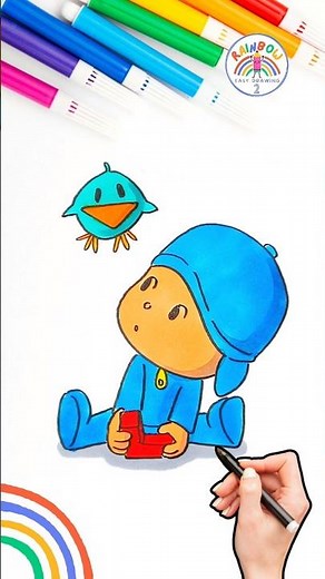 Pocoyó Drawing | Draw Pocoyo and his Friend Easy Drawing 🌈🐦 #pocoyo #drawing #friends