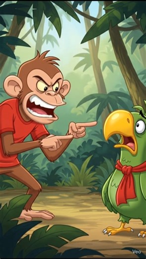 Monkey Vs Parrot 🍌😂 | Funniest Jungle Comedy Story | #monkeyvideo #aishorts #trending