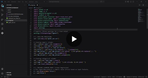 #machinelearning #python #datascience #internpe #mlinternship #carpriceprediction #ai #studentdeveloper #week2 #linearregression | Keerthana R