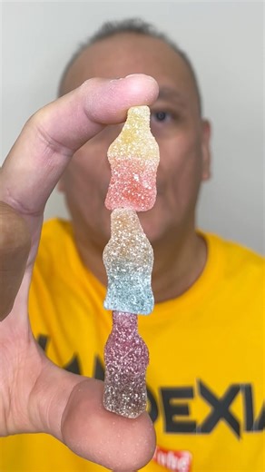 👂ASMR HARIBO SOUR SODA BOTTLES GUMMY CANDY (3 FLAVORS) EATING SOUNDS👂#shorts #asmr