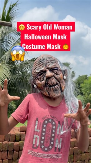 👵 Scary Old Woman Halloween Mask with Gray Hair | Creepy Granny Costume Mask 🎃