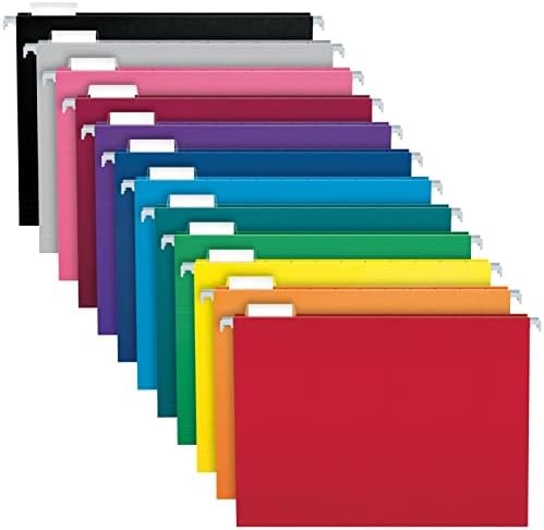 Smead FasTab Hanging File Folder, 1/3-Cut Built-in Tab, Legal Size, Assorted Primary Colors, 18 Count (64153)