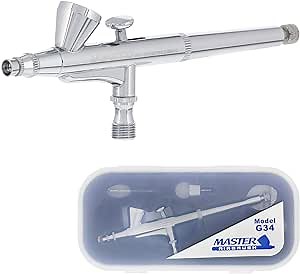 Master Airbrush Model G34 Multi-Purpose Dual-Action Gravity Feed Airbrush with a 0.3mm Tip and 1/16 oz. Fluid Cup - User Friendly, Versatile Set Kit - Spray Auto Graphics, Art, Crafts, Tattoos, Cake