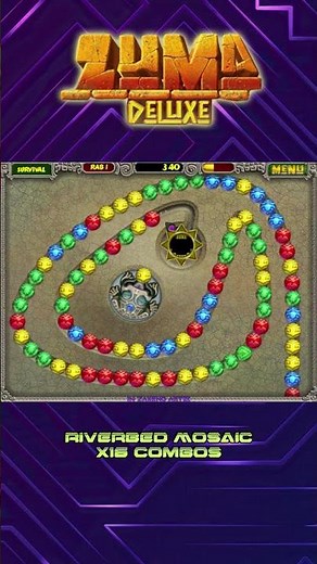 Zuma Deluxe | Creating High Combos in 60 Seconds or Less - Riverbed Mosaic [x16 Combos]