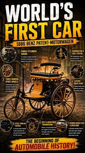 World's First Car Explained 🚗 | 1886 Benz Patent-Motorwagen History