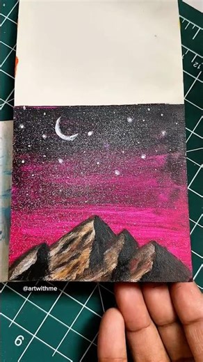 How to Paint a Starry Night Landscape for Beginners 🎨🏔️ #shorts #acrylicpainting