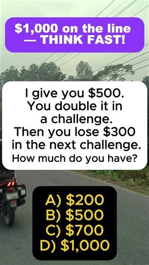 $500 Doubled, Then Lose $300 💵 | How Much Left | Money Math Puzzle | IQVistaX #iqvistax #brainteaser