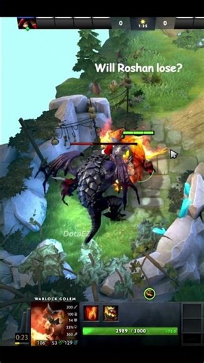 Can a Warlock Golem kill Roshan? #dota2 #viral #gaming